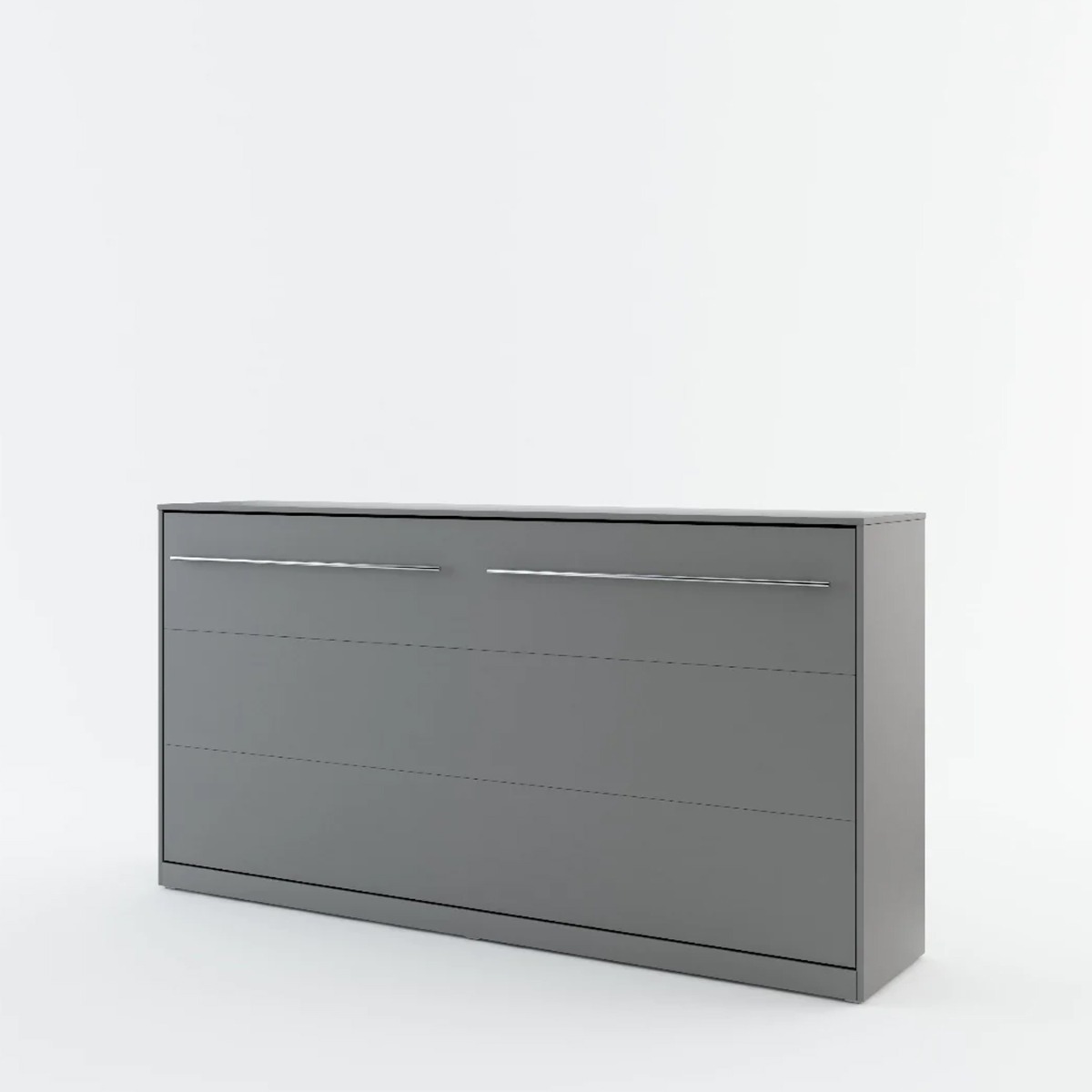 Classic Design Horizontal Wall Bed 90cm with Over Bed Unit - Grey Matt
