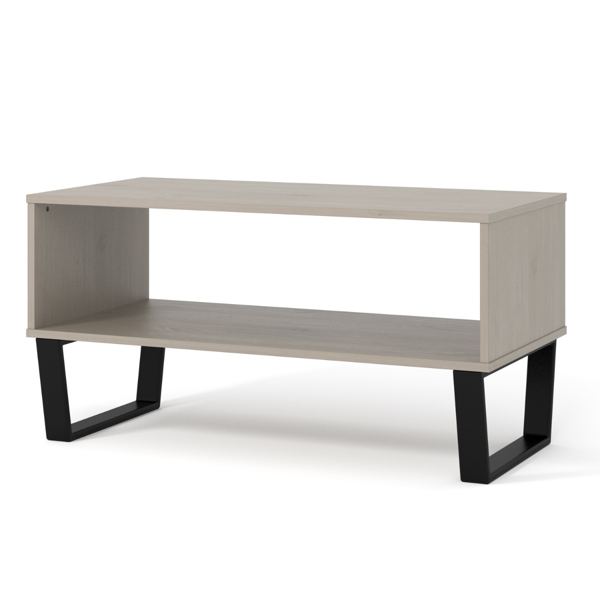 Texas Black Metal Frame Open Slot Coffee Table - Grey Waxed Pine