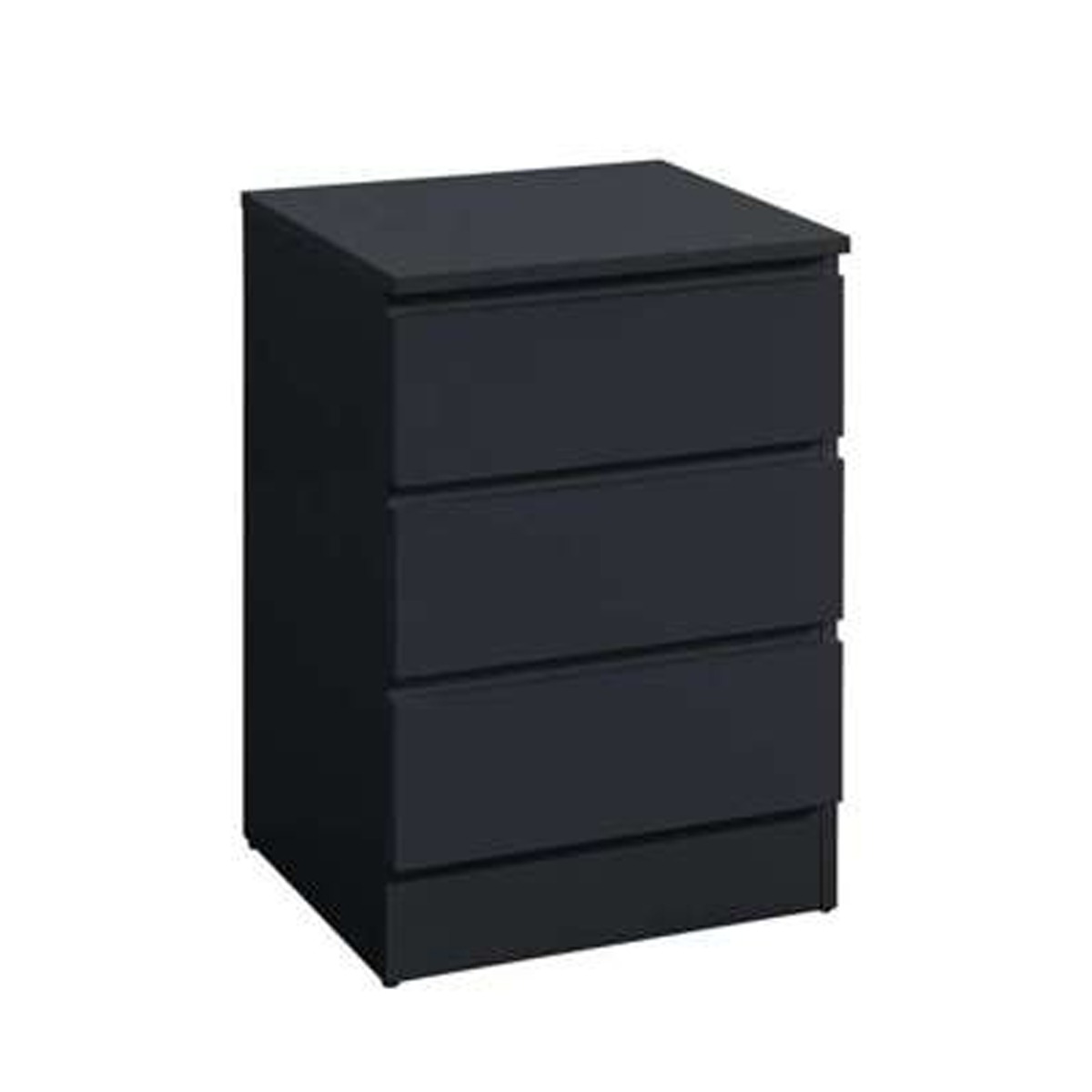 Bedside Table - TROW 3 Drawer Nightstand Black 40cm