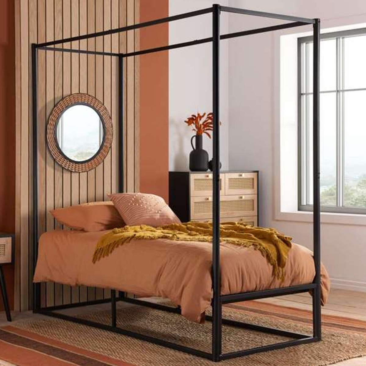 Farringdon Metal Frame Poster Design Black Bed - Single 3ft