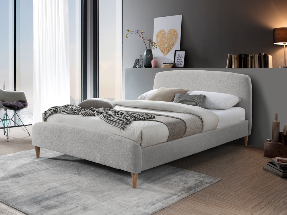 Classic Curve Headboard Otley Fabric Dove Grey Bed - Standard Double 4ft6