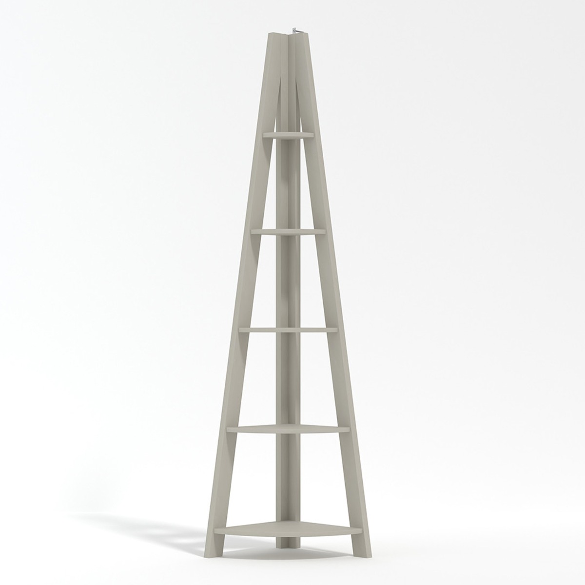 Tiva Corner Ladder Style 4 Shelves Bookcase - Grey
