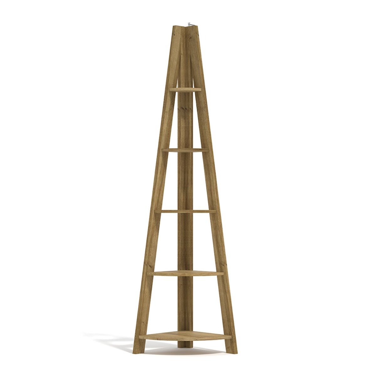 Tiva Corner Ladder Style 4 Shelves Bookcase - Oak