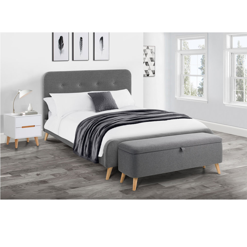 Astrid Linen Fabric Blanket Storage Box - Grey