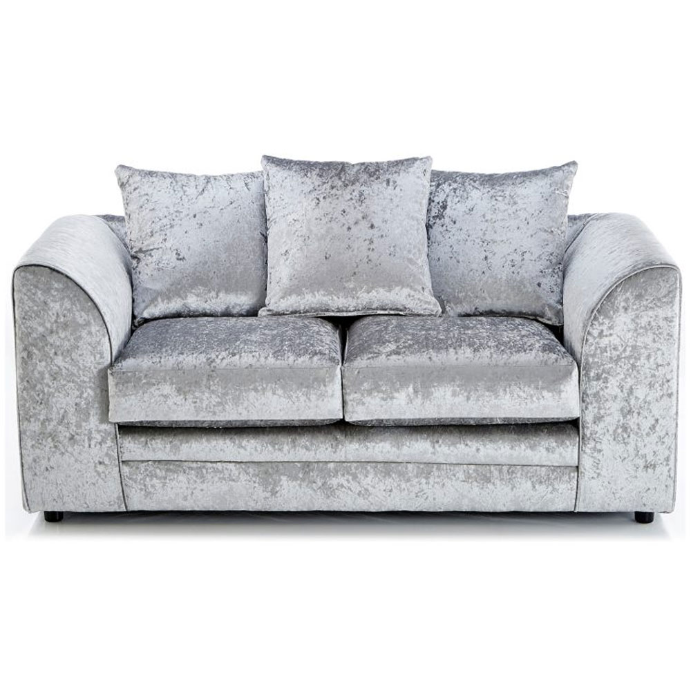 ARABIA Crushed Velvet 2 Seater Scatterback Sofa - Silver