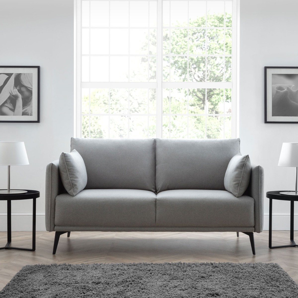 Rohe Upholstered Fabric 2 Seater Sofa- Platinum