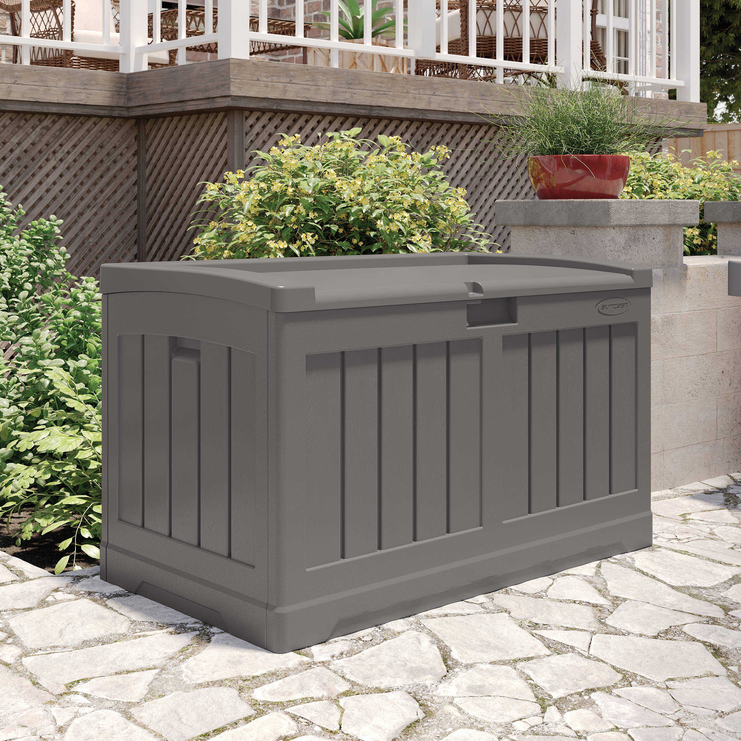 WINDREL Garden Storage Box 189L - Stone Grey