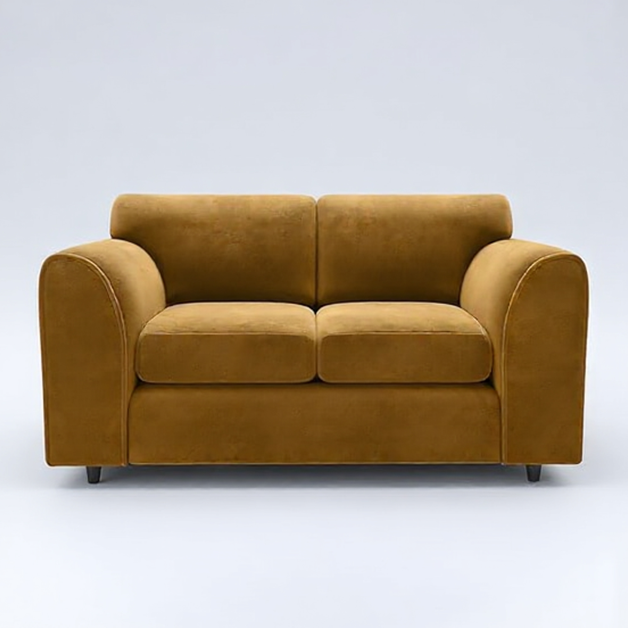 DELANO Plush Velvet 2 Seater Fullback Sofa - Mustard
