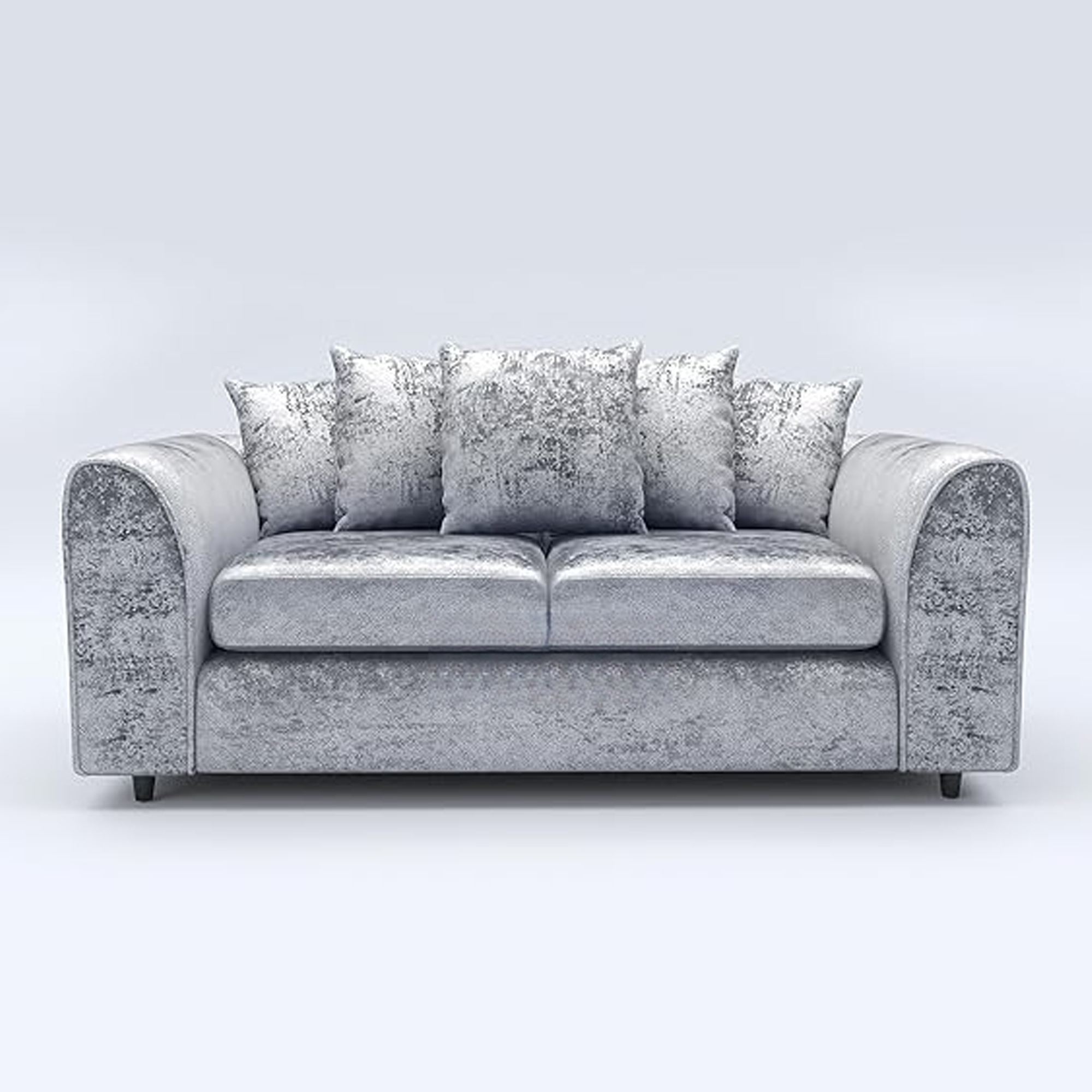 VELOURA Crush Velvet 3 Seater Scatterback Sofa - Silver