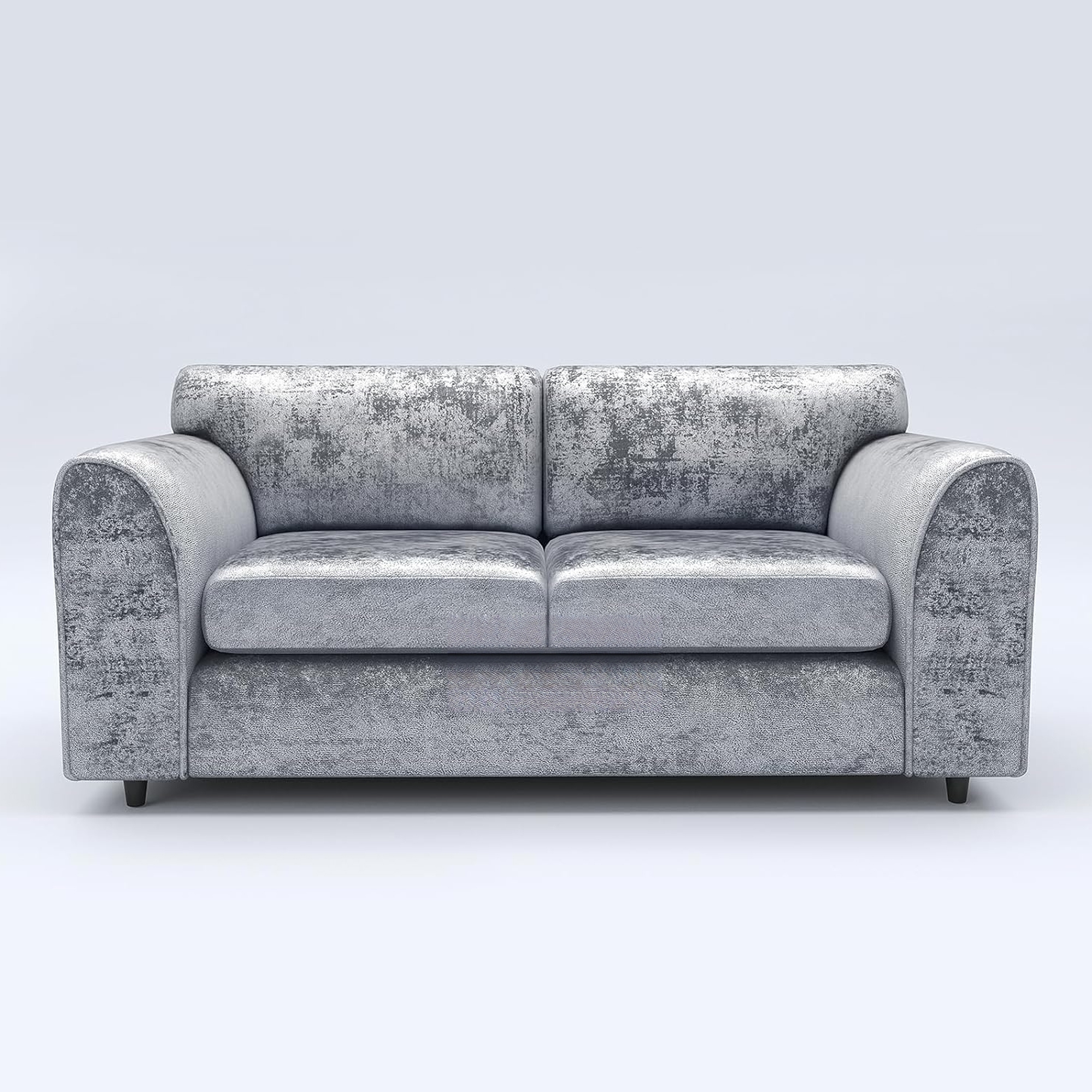 VELOURA Crush Velvet 3 Seater Fullback Sofa - Silver