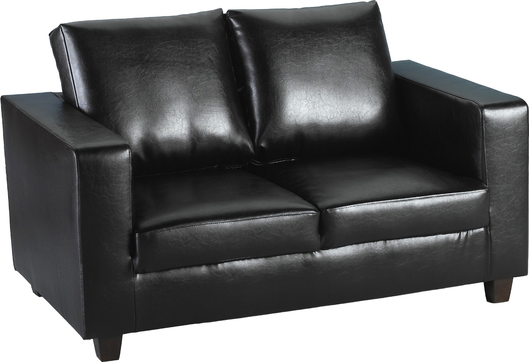 Tempo Two Seater Sofa-in-a-Box - Black Faux Leather
