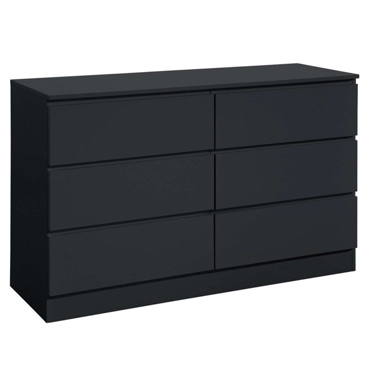 OPAL Black Chest of Drawers - Large-sized, 6 Drawers, Double