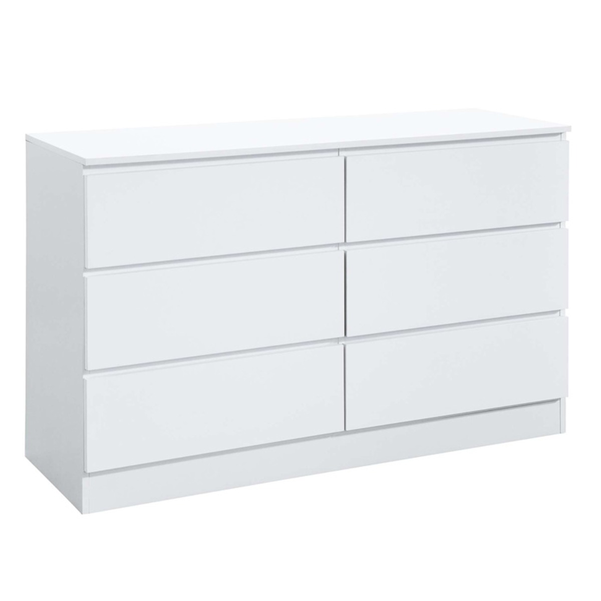 OPAL White Chest of Drawers - Large-sized, 6 Drawers, Double