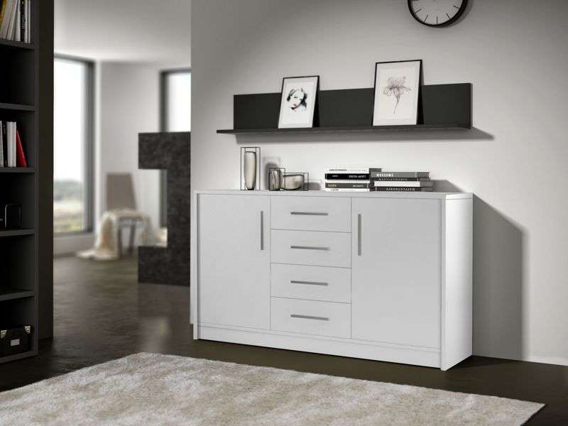 CARNING 2 Door Sideboard with 4 Drawers - White
