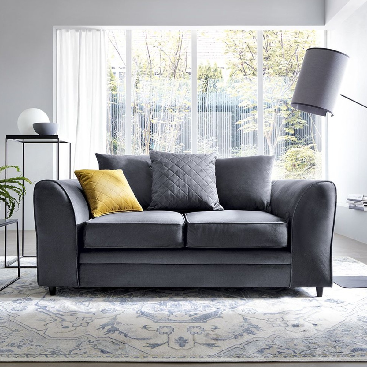 NIOMI Velvet 2 Seater Scatterback Sofa - Dark Grey