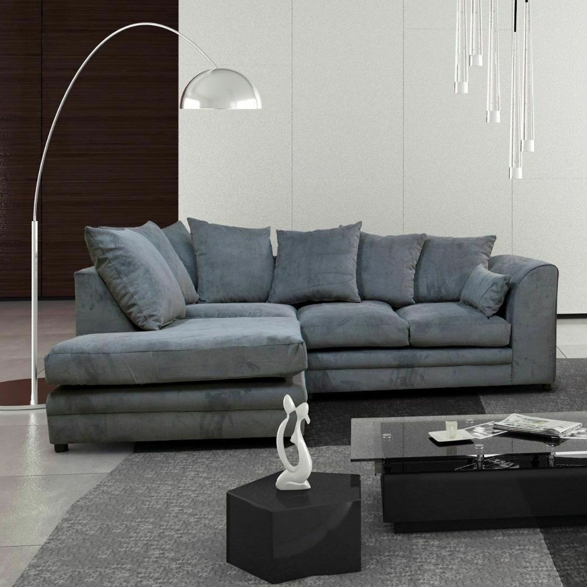 CASPER Fabric 4 Seater Corner Sofa - L Shaped - Left Hand Facing - Grey