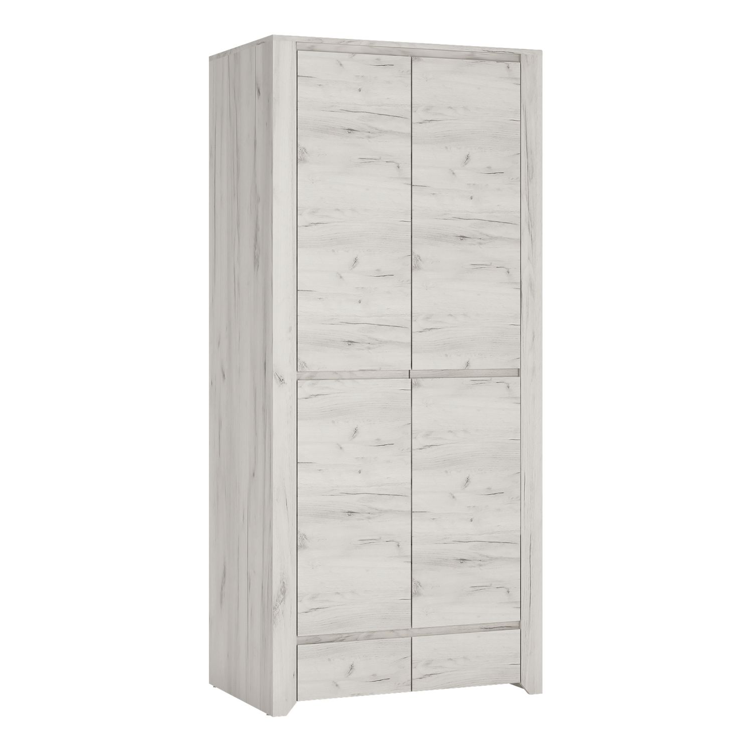 AKRON 2 Door Kids Wardrobe with 2 Drawers White and Oak - 84cm