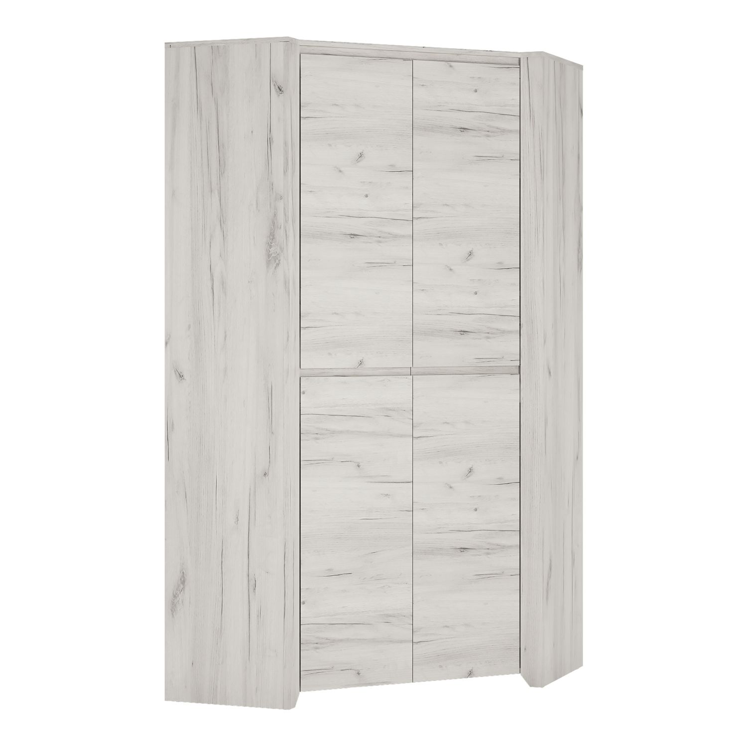AKRON 2 Door Kids Corner Wardrobe White and Oak - 96cm