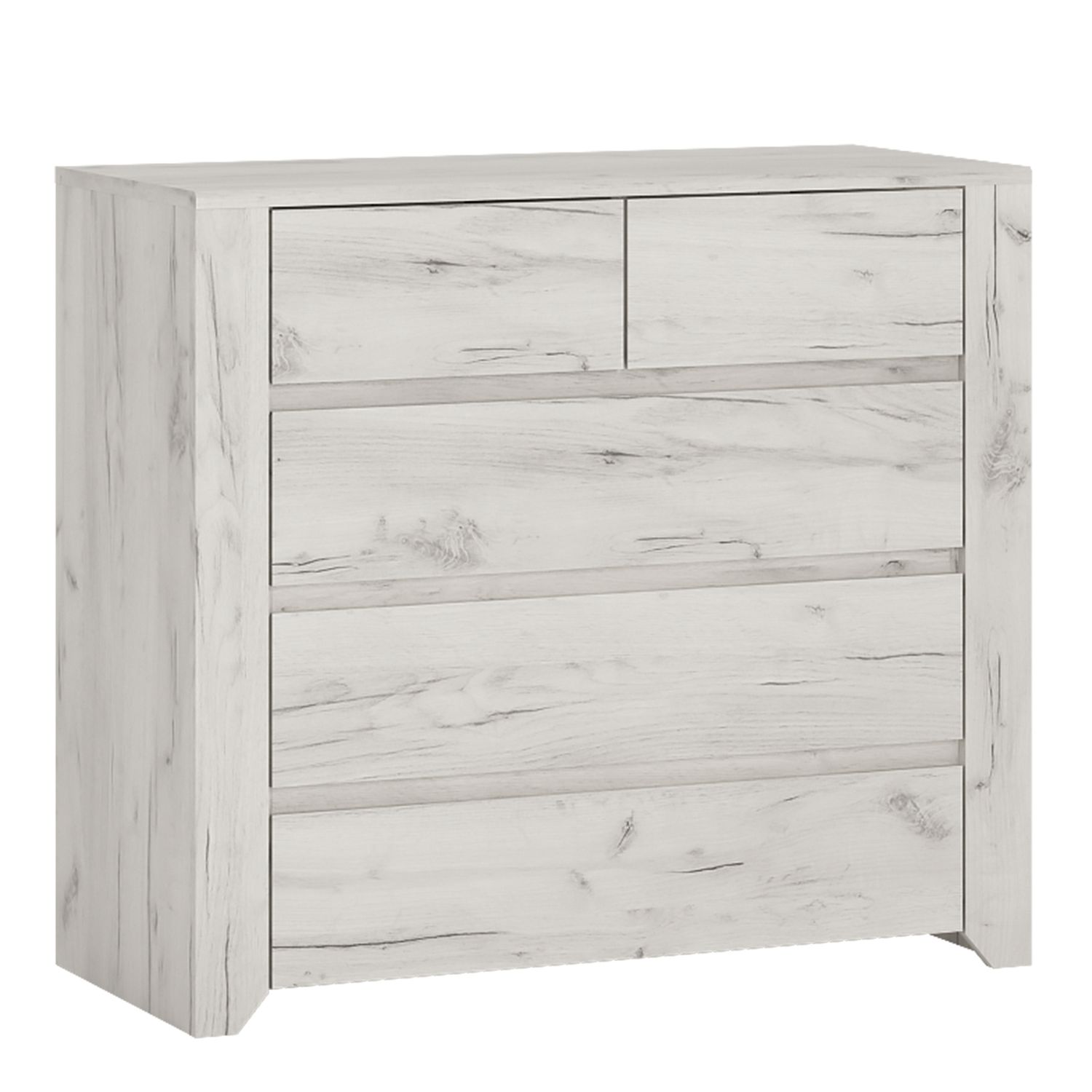 AKRON White Chest of Drawers - Medium-sized, 5 Drawers
