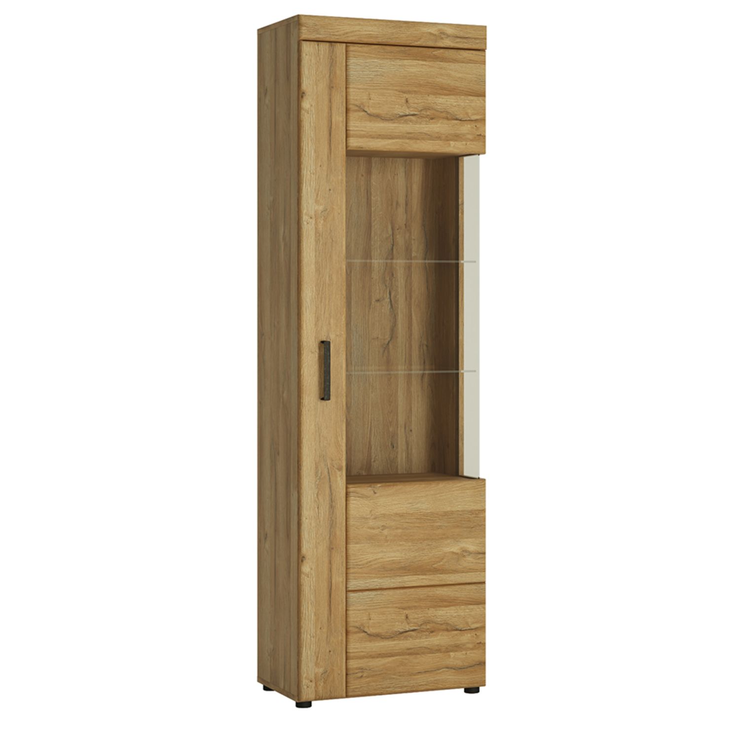 Cortina Tall glazed display cabinet (RH) - Grandson Oak