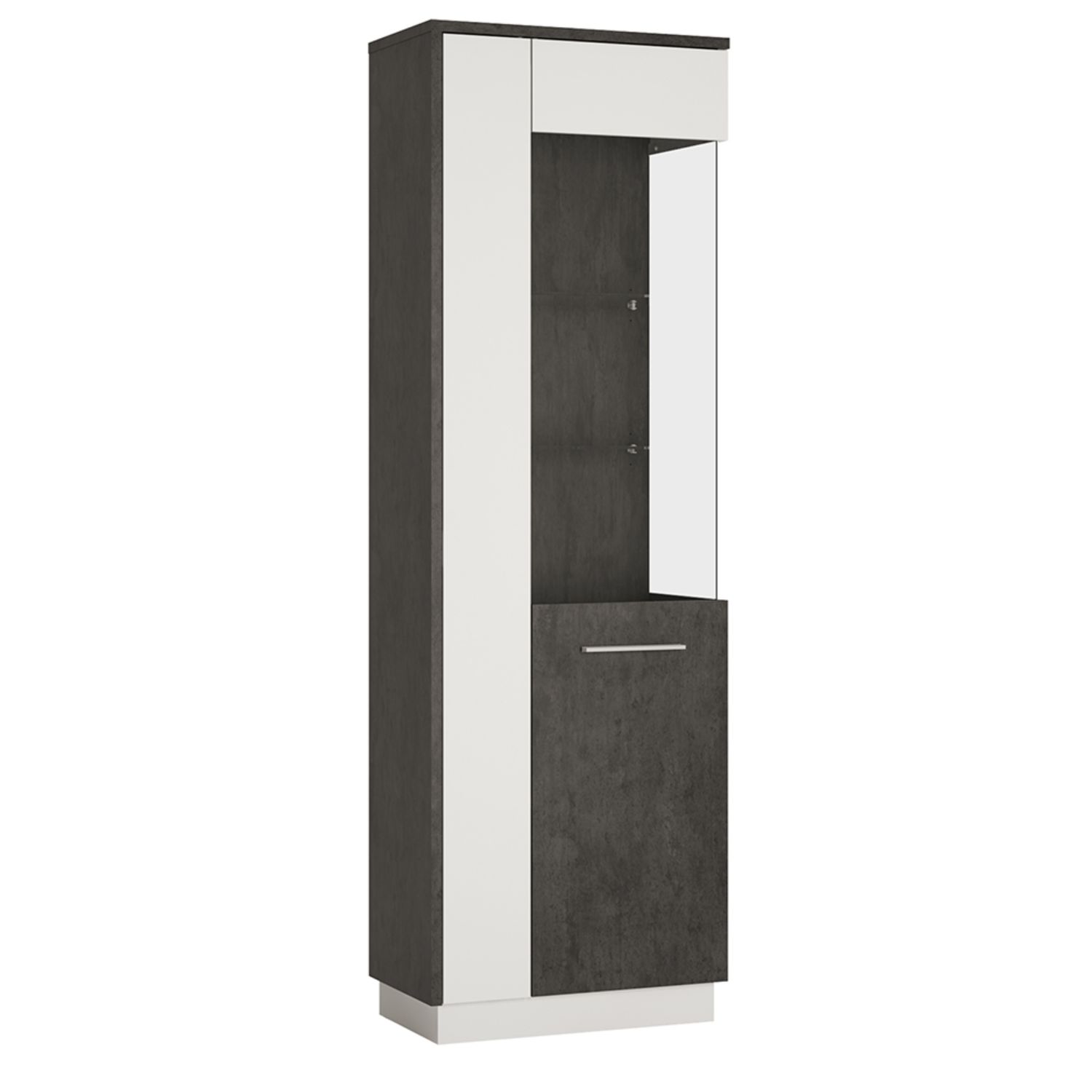 Zingaro Tall Glazed display cabinet (RH) - Slate Grey and Alpine White