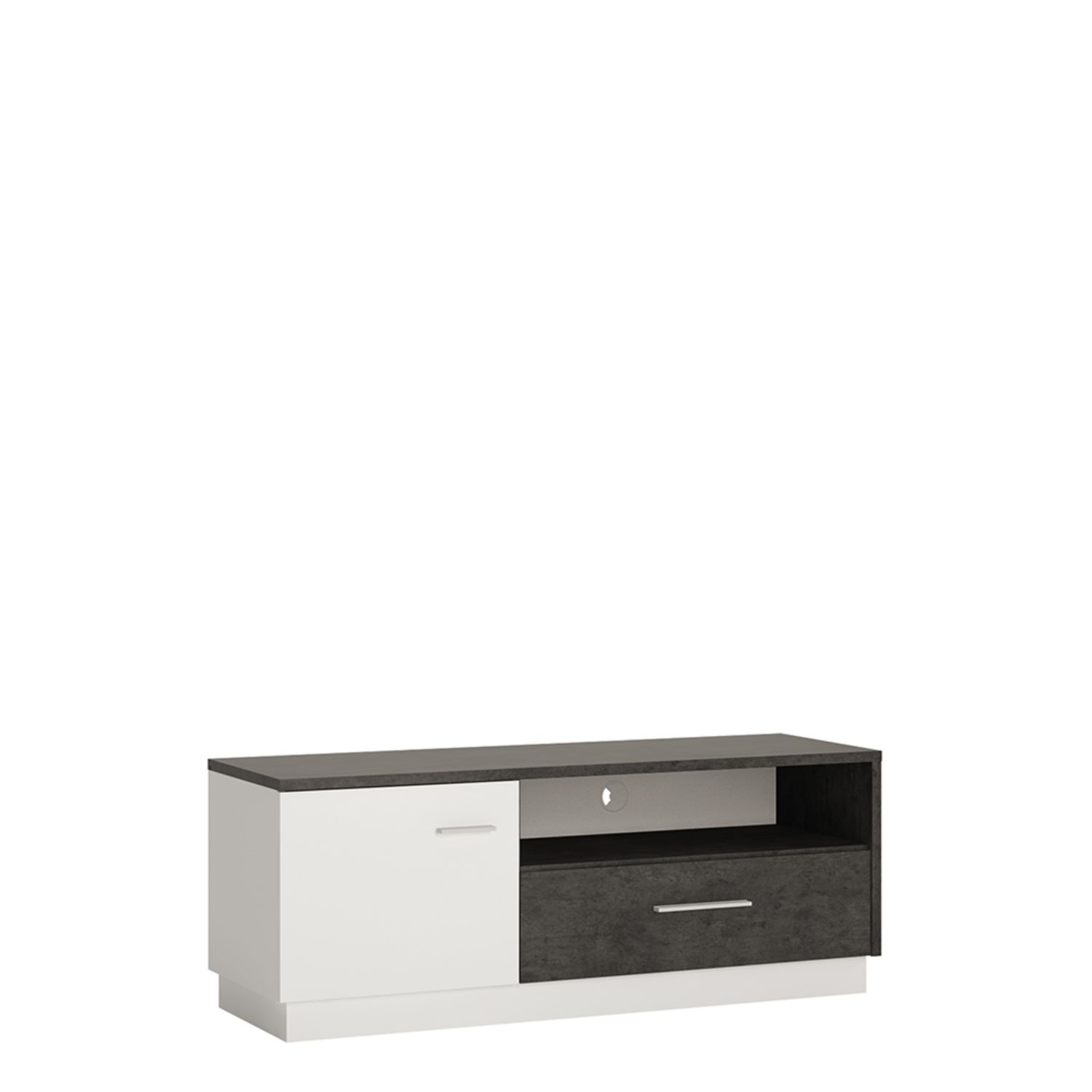 Zingaro 1 door 1 drawer TV cabinet - Slate Grey and Alpine White