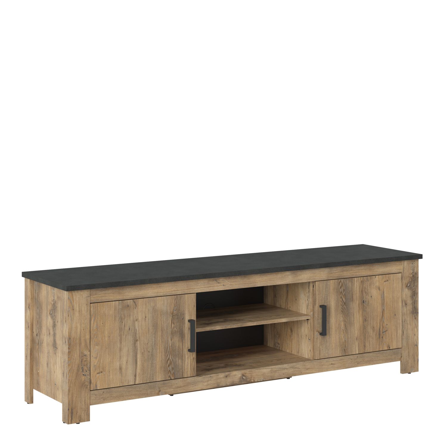 Rapallo 2 door 189 cm wide TV cabinet in Chestnut and Matera Grey - Chestnut Brown/Matera Grey