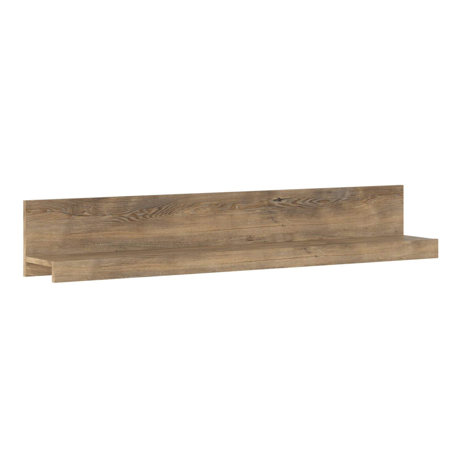 Rapallo 135 cm wide wall shelf in Chestnut and Matera Grey - Chestnut Brown/Matera Grey