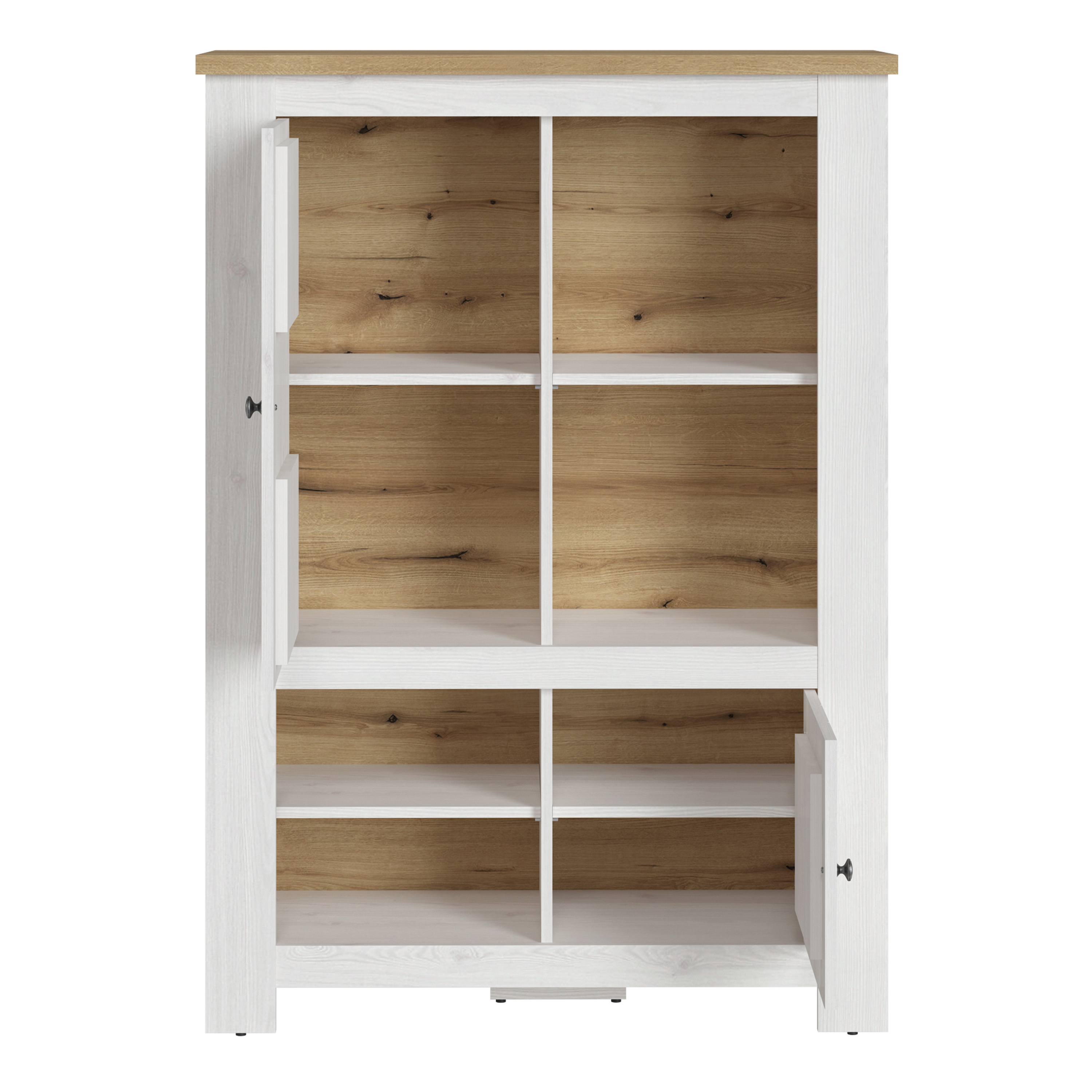 Display Cabinet - CELESTO Cabinet 2x LED Lights White and Oak 100cm
