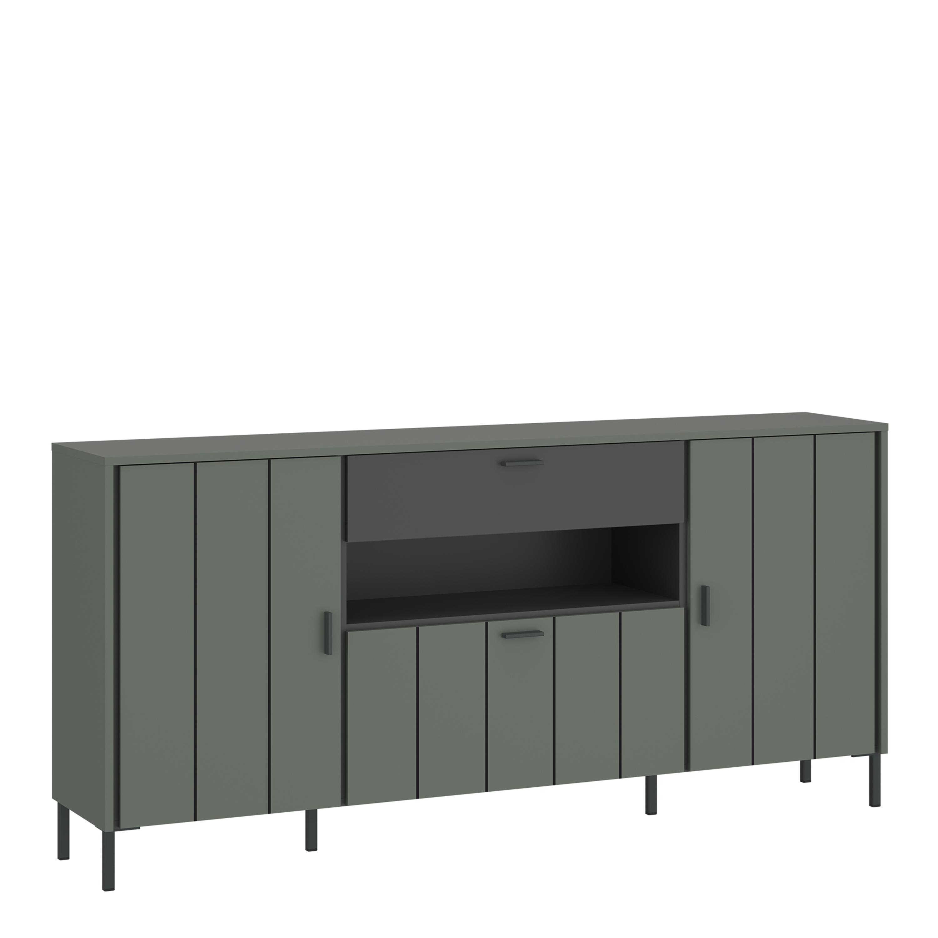 Sideboard - ARUNDEL 2 Door 1 Flap 1 Drawer Sideboard Green and Grey 173.2cm