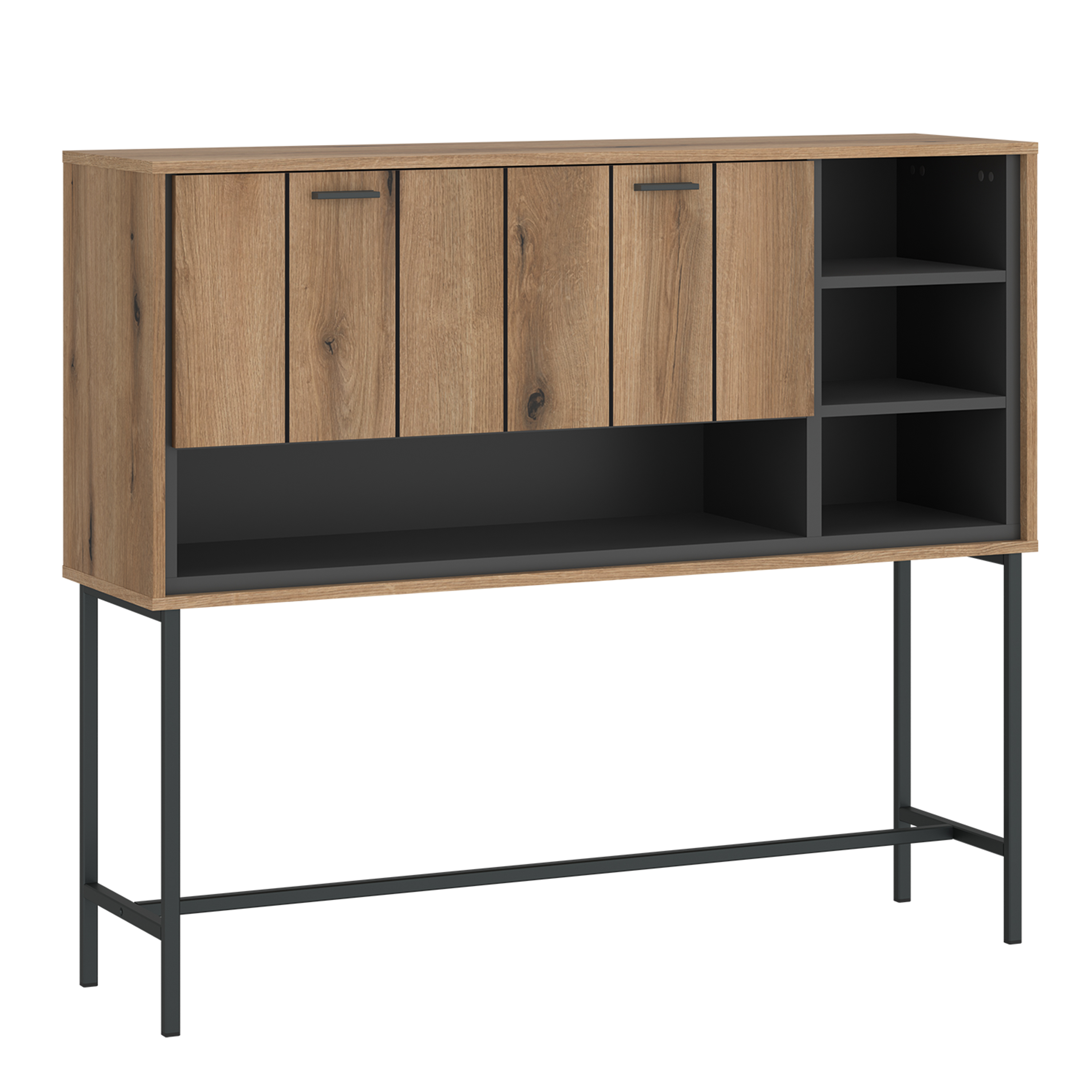 Bar Table - ARUNDEL Bar Table 1 Flap Oak and Grey 127cm