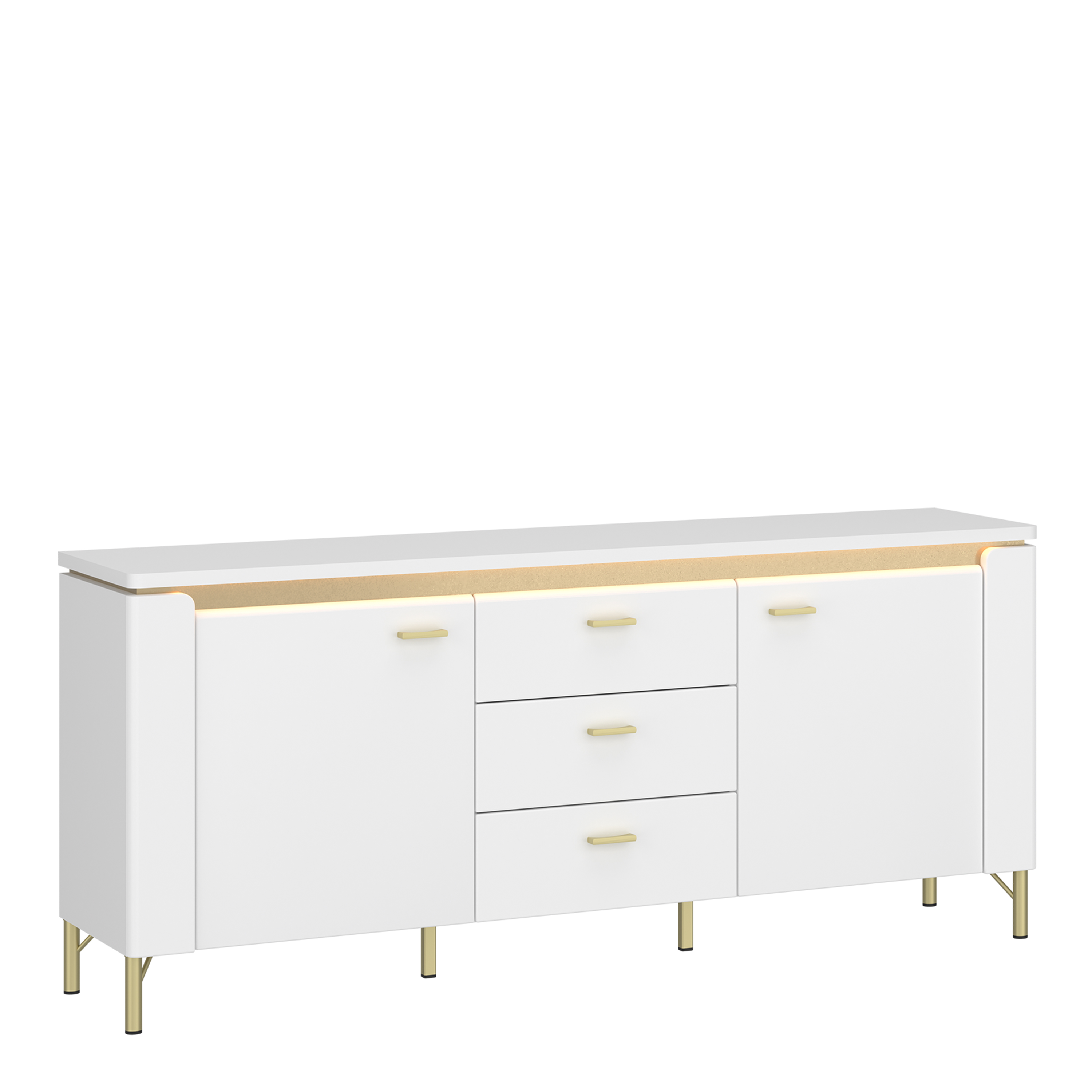 TV Stand - LAZIO 2 Door 3 Drawer Media Unit Alpine White and White Gloss 155.3cm