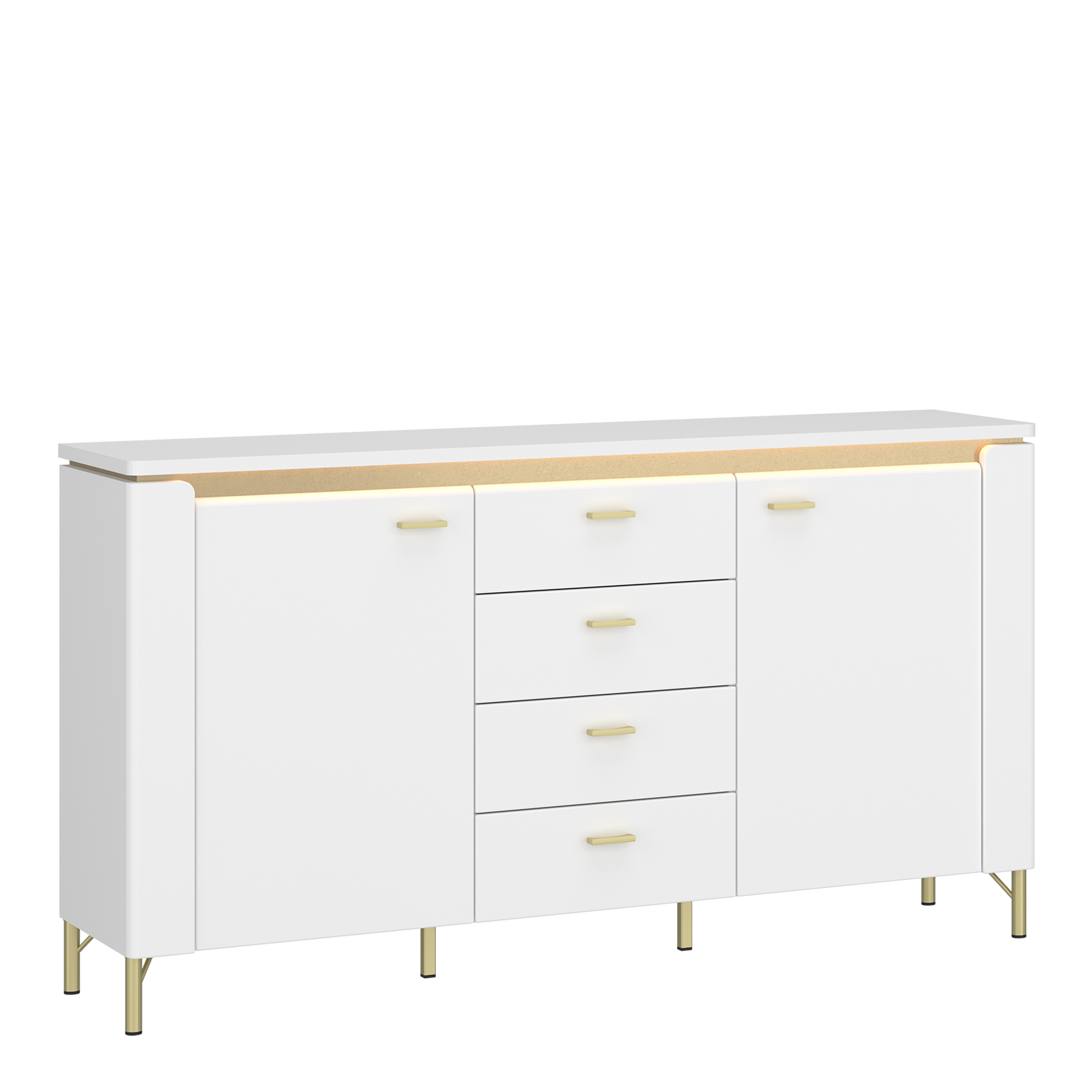 Sideboard - LAZIO 2 Door 4 Drawer Sideboard Alpine White and White Gloss 155.3cm