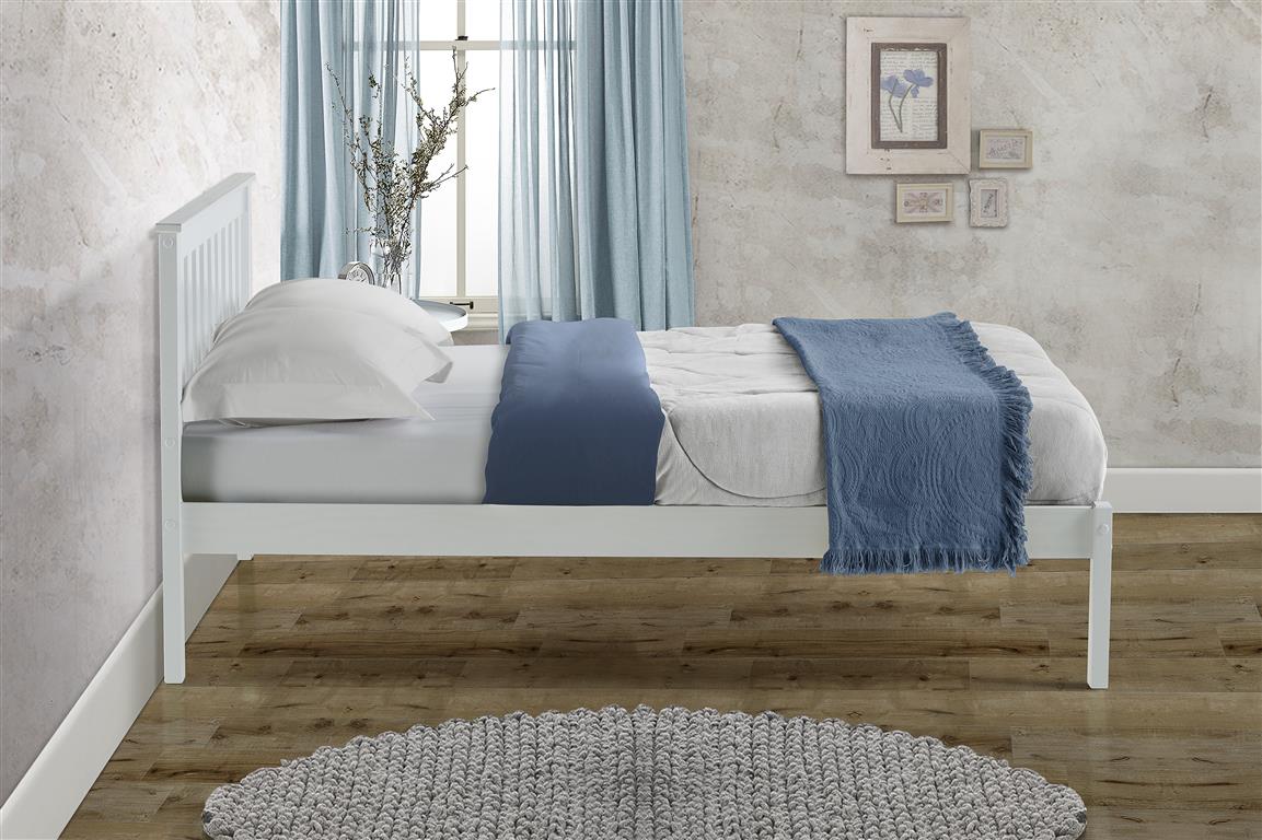 Birlea Denver Low End Wood White Bed Frame - Small Double 4ft