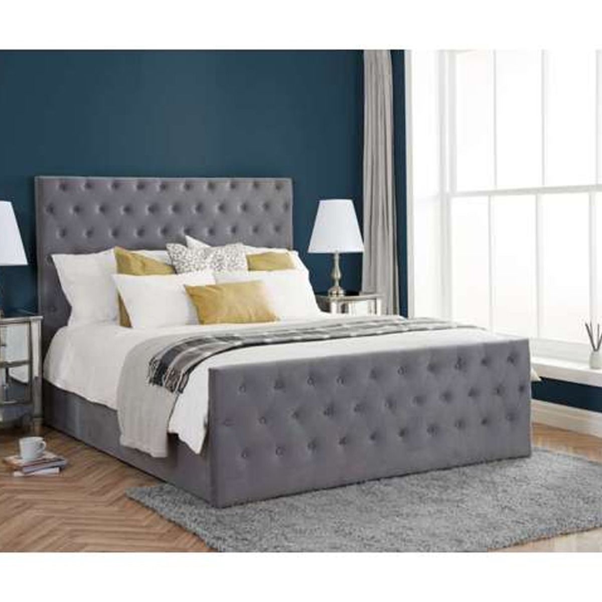 Birlea Marquis Grey Velvet Ottoman Bed - Kingsize 5ft