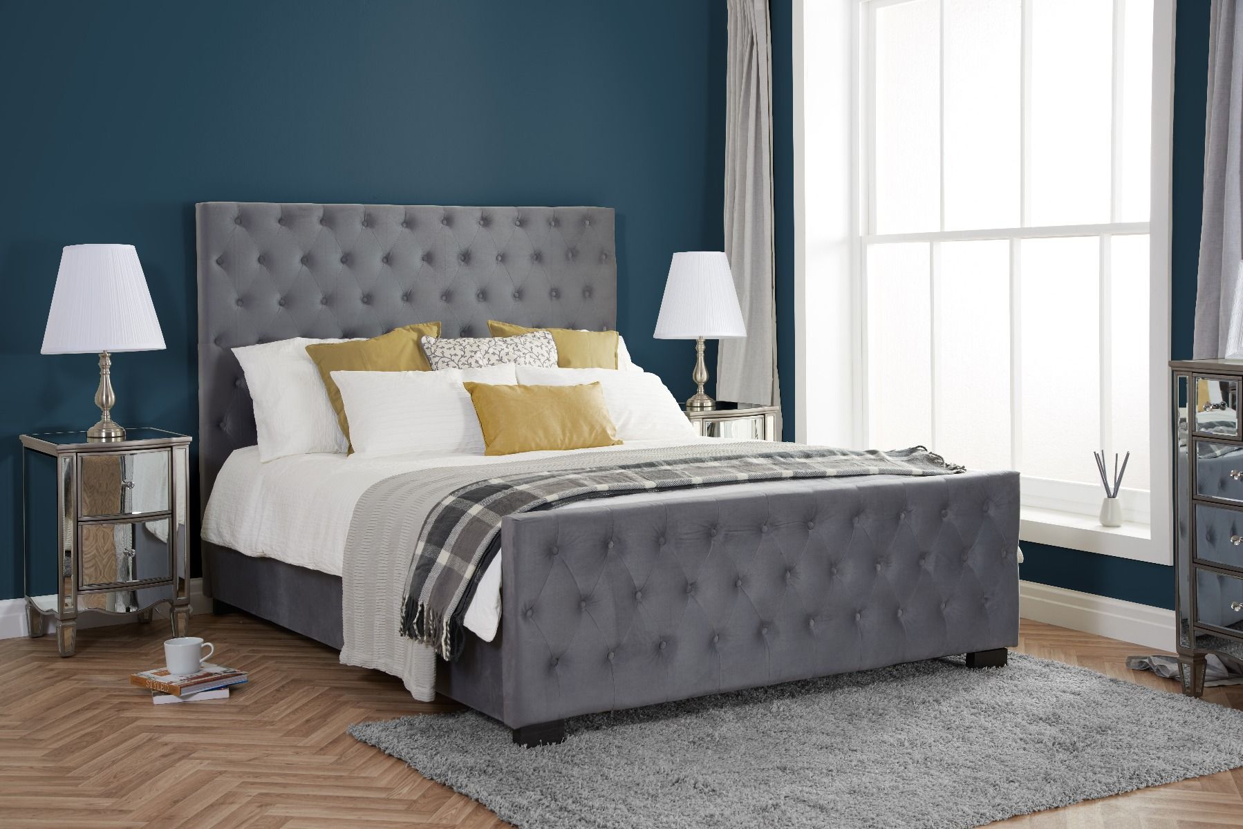 Birlea Marquis Grey Velvet Bed - Kingsize 5ft