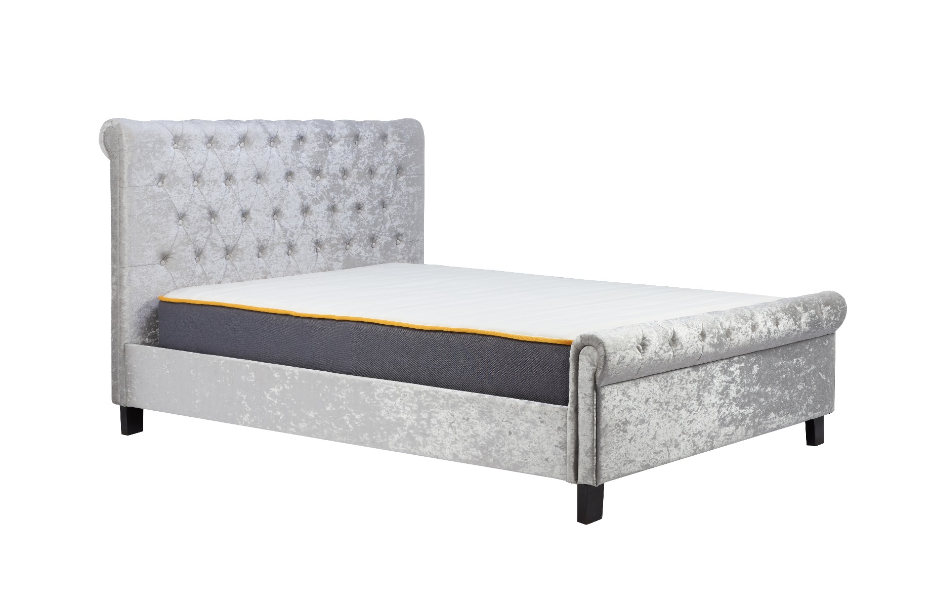 Sienna Upholstered Dark Feet Rolled Headboard Fabric Bed - Standard Double 4ft6
