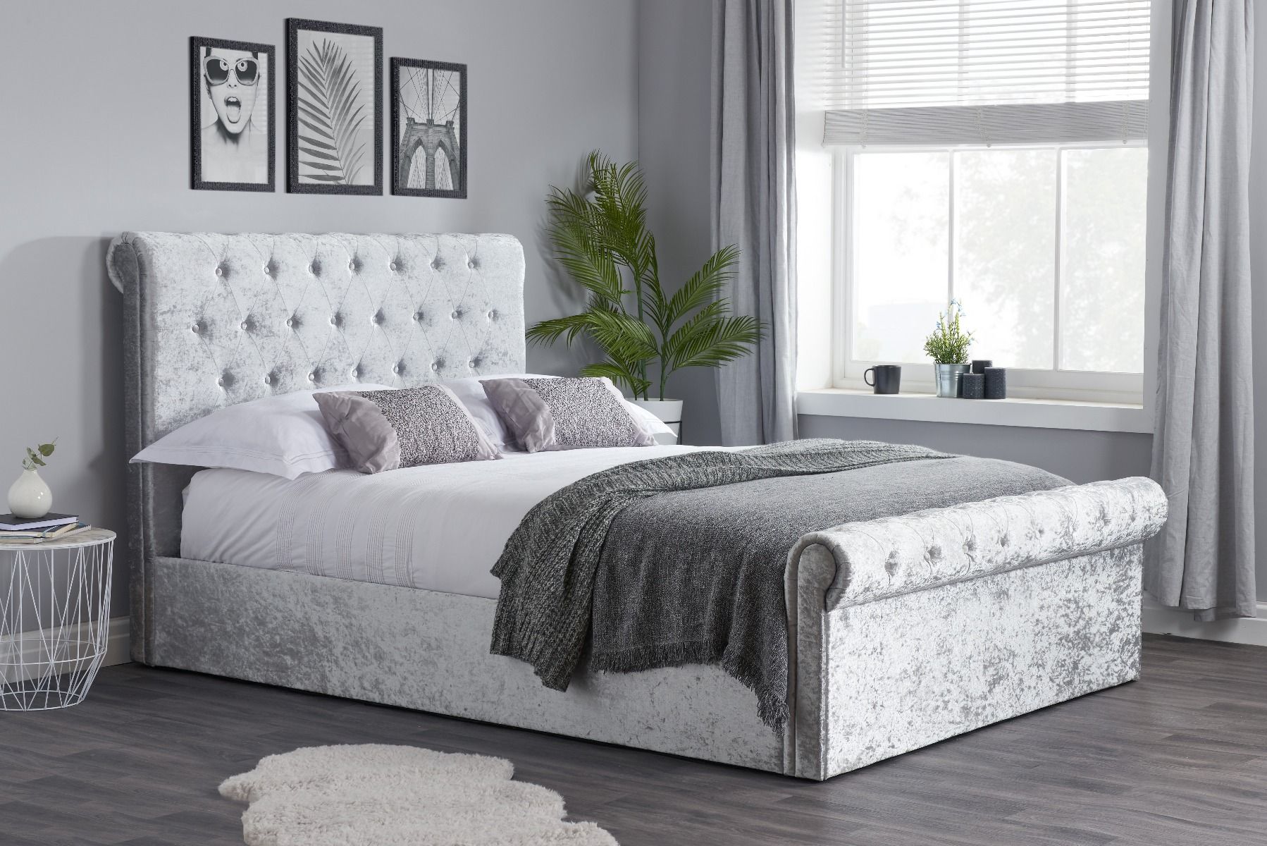 Sienna Upholstered Dark Feet Ottoman Fabric Bed - Small Double 4ft