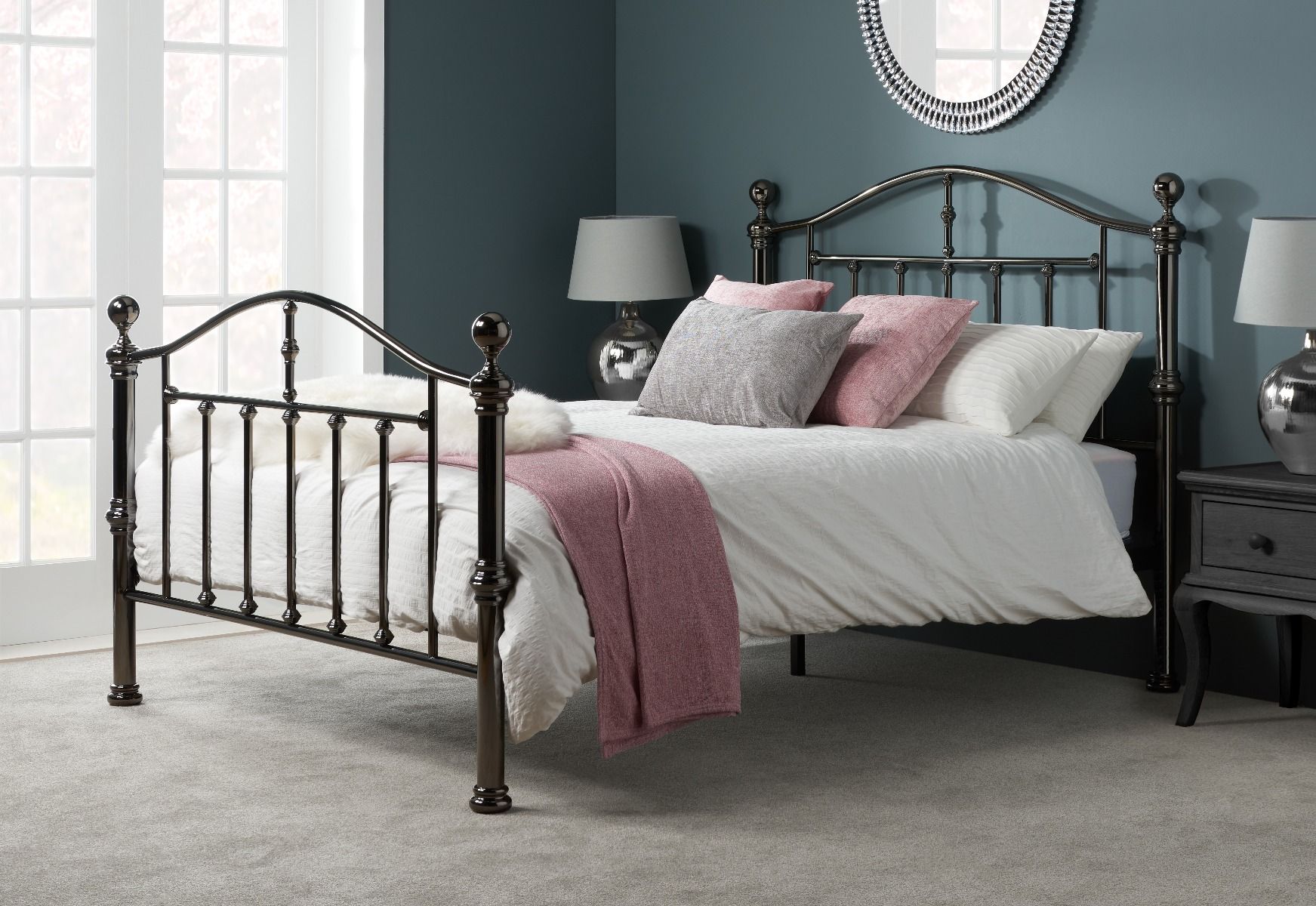 Birlea Victoria Black Nickel Metal Bed Frame - Double 4ft6