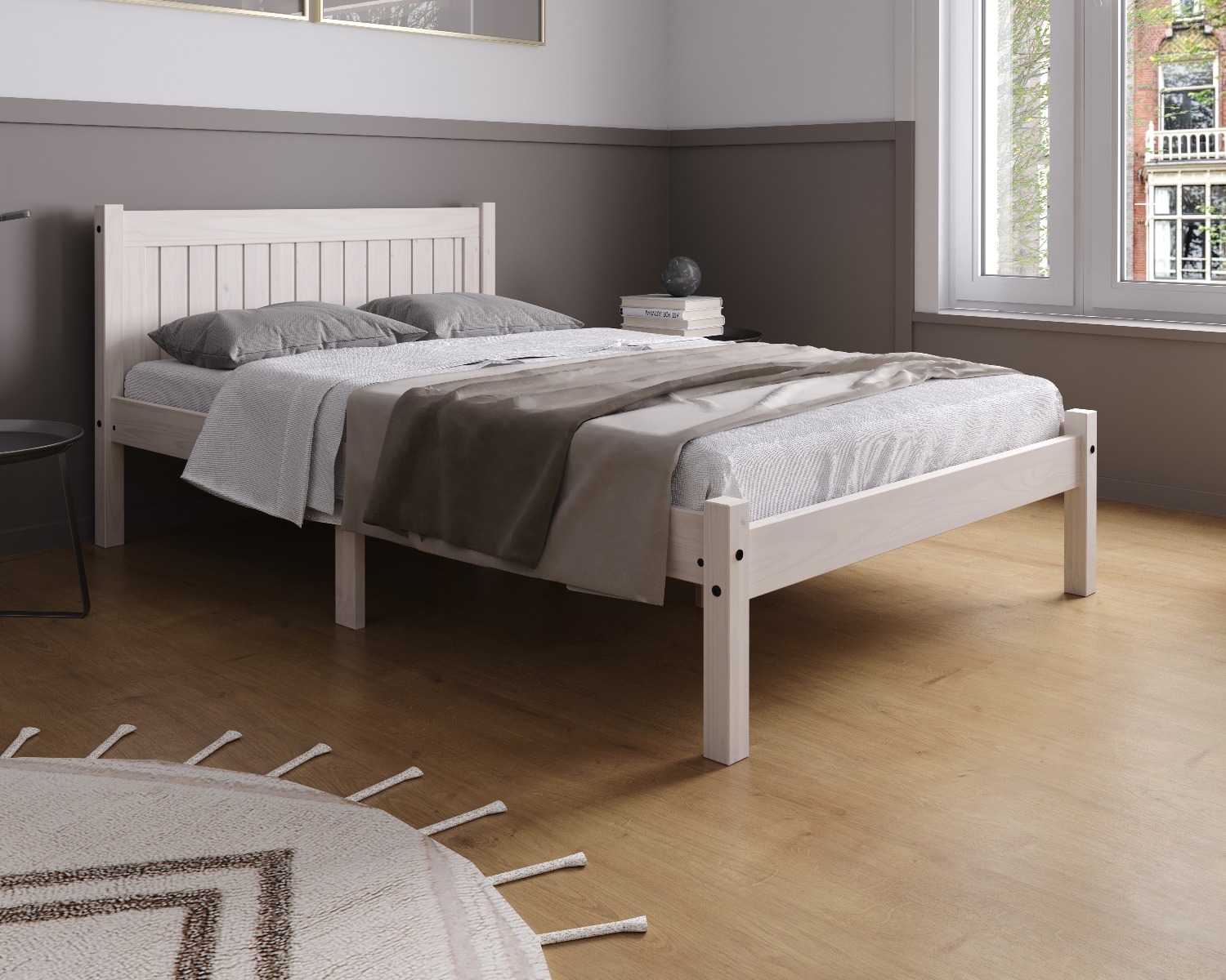 Birlea Rio White Washed Bed Frame - Double 4ft6