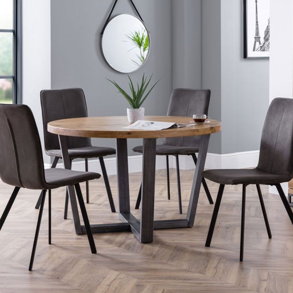 Brooklyn Metal Legs Round Dining Table - Oak
