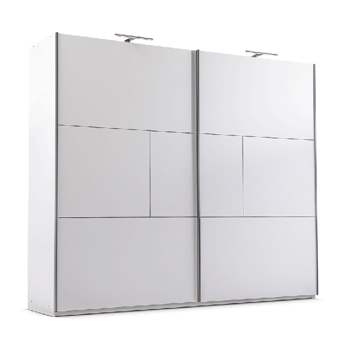 CASTELLOA 2 Door Sliding Wardrobe with 2 Drawers White - 250cm
