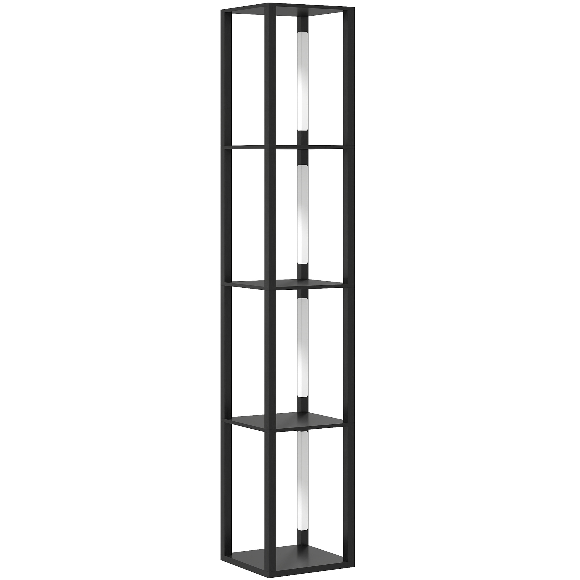 HERON LED Floor Lamp with Shelves Dimmable Modern Standing Lamp Black
