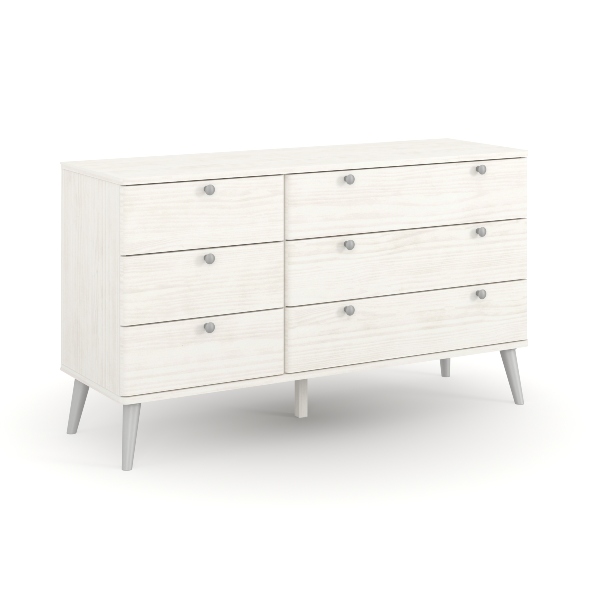 SHEESHAM White Chest of Drawers - Large-sized, 3 Drawers, Double
