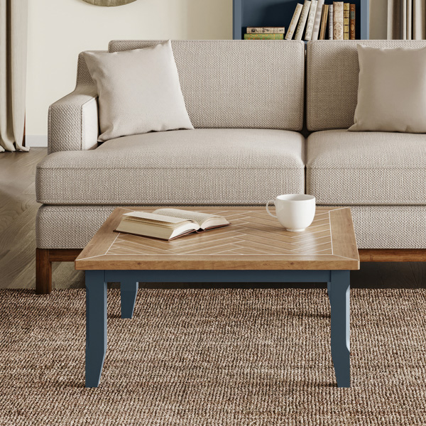 Ransley Blue Oak Parquet Square Open Coffee Table