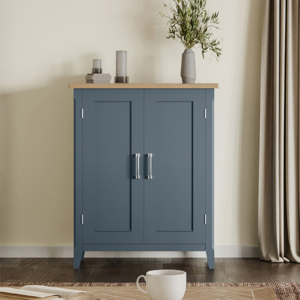 Ransley Blue Oak Parquet Shoe Storage Cupboard