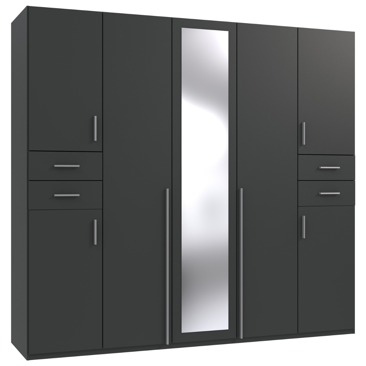 FENTON 5 Door Mirrored Wardrobe Finish Graphite - 225cm