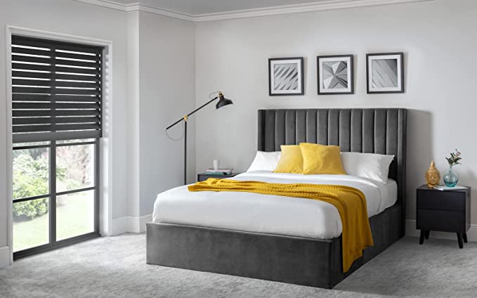Langham Scalloped Headboard Storage Kingsize Bed - Grey