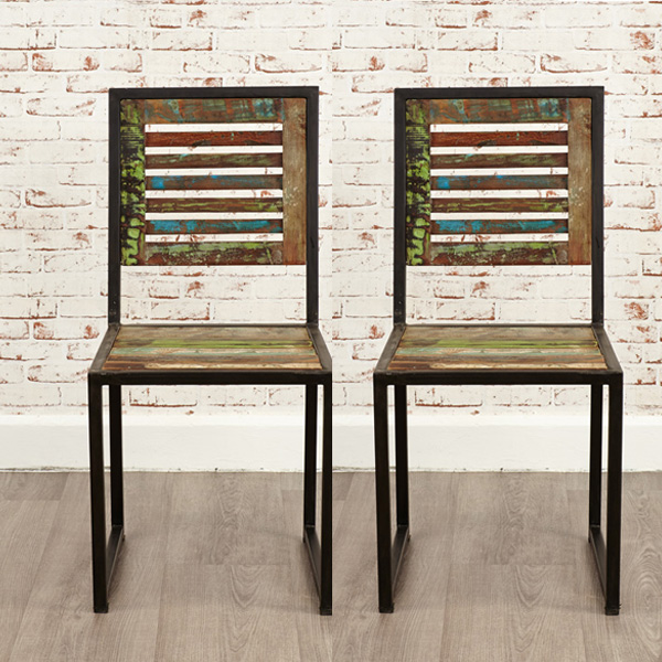 Laura Chic Reclaimed Wood Dining Chairs - Set of 2