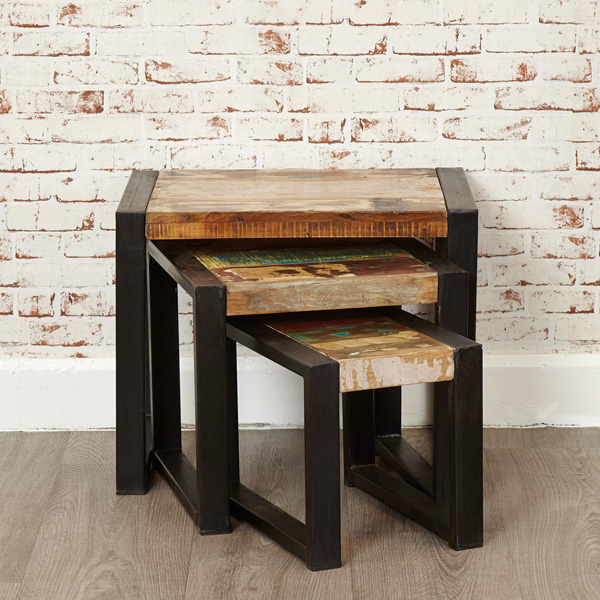 Laura Urban Edge Nest of Tables - Natural Wood